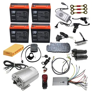 4 Pack 12V Motorcycle Batteries 6-DZM-20 SLA, Cables, Charger, 48V 1800W Brushless Motor, Speed Controller, Terminal Board, Circuit Breaker for Electric Scooter Razor ATV Go Kart