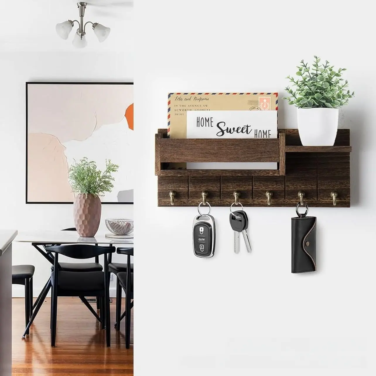 Wooden Wall-Mounted Envelope Holder, Bedroom Study Key Hook, Room Organizer Shelf, Wall Shelf Unit, Storage Hooks, Wooden Storage Rack for Keys and Miscellaneous Items, Home Organizer Hook, Key Hanger Wall Mount, Convenient Hook