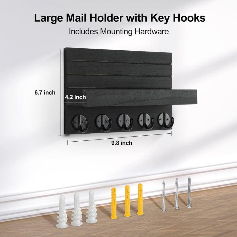 Key Holder for Wall, Decorative Key and Mail Holder with Shelf Has Large Hooks for Bags, Coats, Umbrella – Paulownia Wood Key Hanger with Mounting Hardware (9.8”W x 6.7”H x 4.2”D) Hanging Wooden Key Holder for Wall, Decorative Key and Mail Holder with Shelf Has Large Hooks for Bags, Coats, Umbrella – Paulownia Wood Key Hanger with Mounting Hardware (9.8”W x 6.7”H x 4.2”D) Hanging Wooden