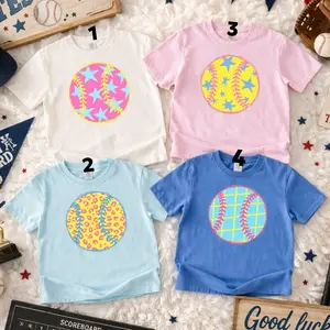 Custom Summer Baseball Comfort Colors Shirt, Retro Beach Softball Top, Colorful Sports Mama Tee, Mother's Day Gift