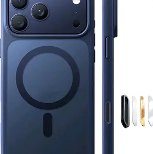 TORRAS Strong Magnetic Shockproof iPhone 17 Pro Max Case Fit for MagSafe Military Grade Drop Protection Camera Control DIY Button Slim Translucent Deep Blue