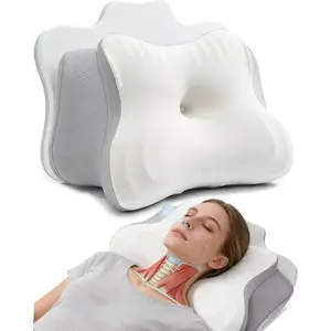 Cervical Traction Pillow for Neck Pain Relief Ergonomic Memory Foam for Side Sleepers with TMJ & Snoring Height Adjustable Orthopedic Bed Pillow for Back Sleepers Pressure Relief