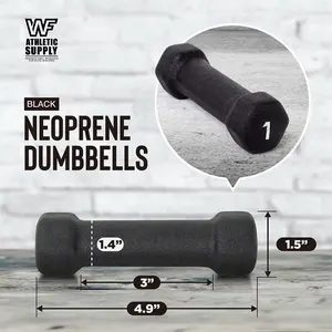 BLACK Neoprene Dumbbells, Non-Slip & Hex Shape, Great for Strength Building & Weight Loss, Perfect for Home Use and Small Personal Training Studio