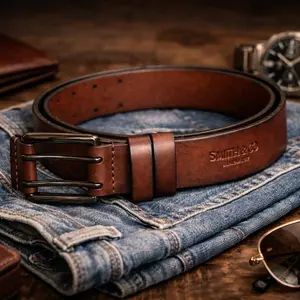 Personalized Full-Grain Leather Belt: Double Prong Buckle, Free Engraving, Father's Day Leather Personalized Gift, 3rd Anniversary Mens Gift