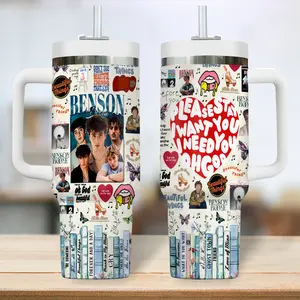 Benson Boone Music Tumbler 40oz with Handle, Pop Ballad Aesthetic Cup, Beautiful Things Inspired Mug, Emotional Lyrics Fan Gift, Modern Pop Artist Travel Mug, Stainless Steel Tumbler
