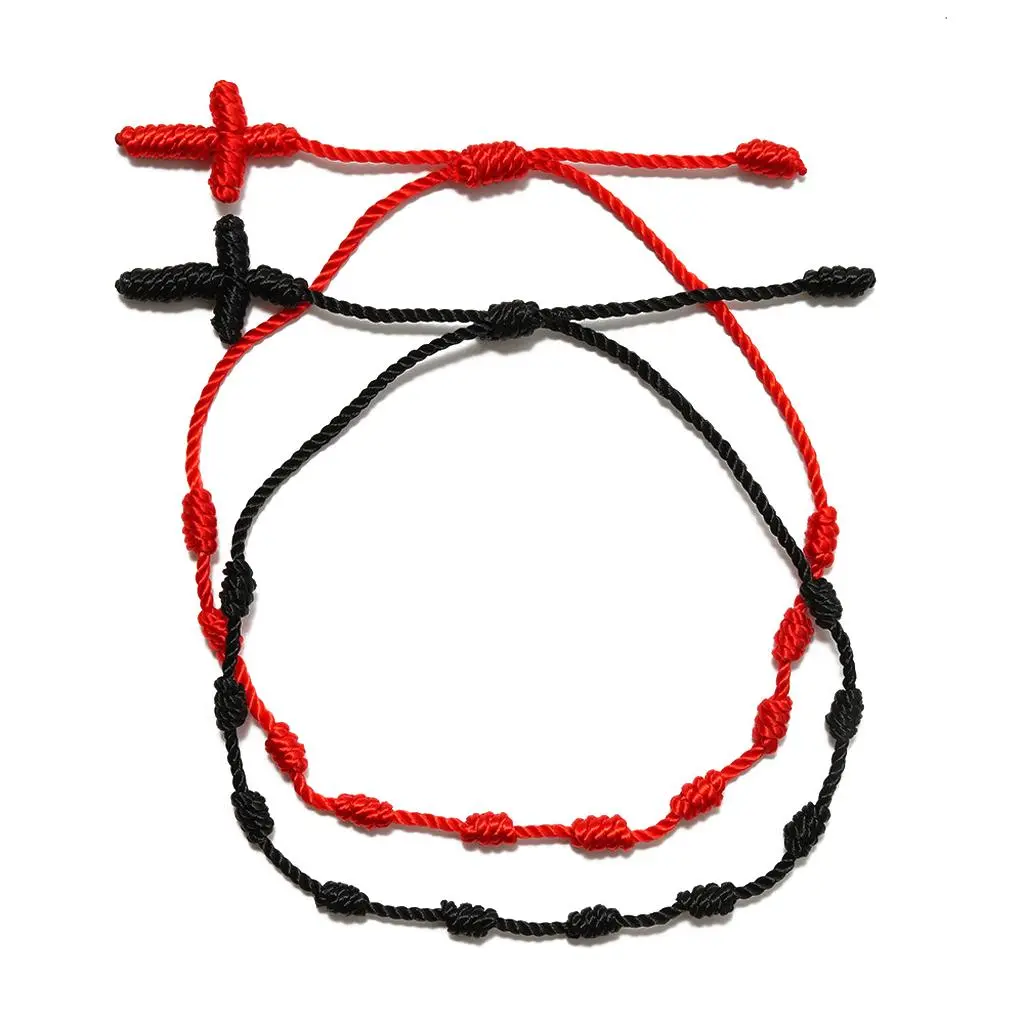 2 Pcs/Se Red String Braided Bracelet for Protection Good Luck for Cross 7 Knots
