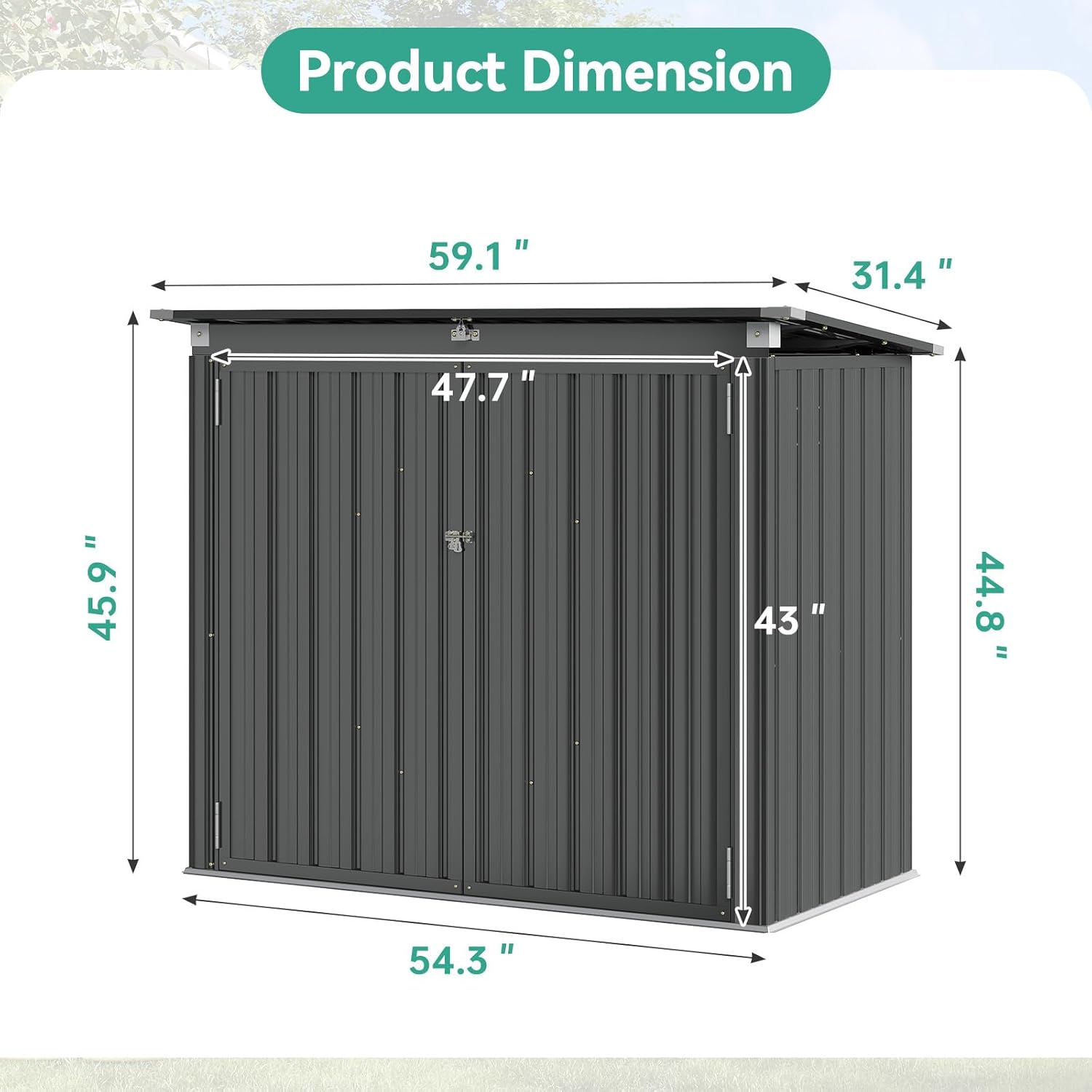 Aoxun Outdoor Heavy-Duty Metal Storage Shed - Waterproof Home Secure Storage, Chain Lid Trash Can Enclosure, Fits 2 Bins, Holds Generator/Garden Tools, User-Friendly Instructions+Tools Included, Reliable Protection, 30-Day Happy Home Guarantee
