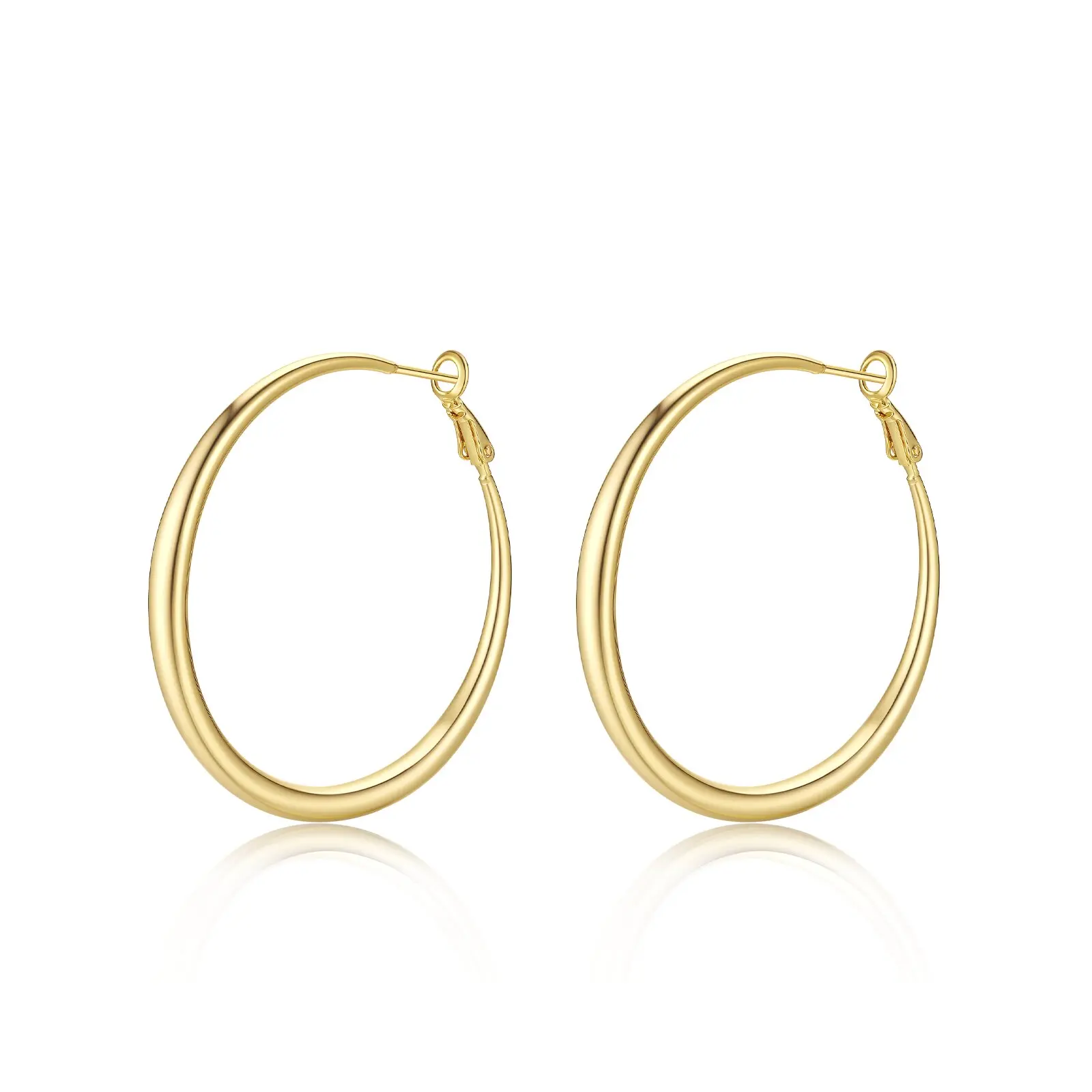Women's 14K gold plated hoop earrings for woman. lightweight large hoop earrings,accessories.
