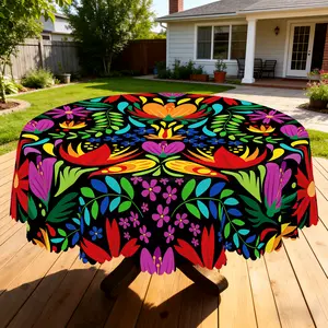 BLIOWL Mexican Style Printed Tablecloth With Colorful Floral Patterns And Vibrant Bold Design,It Is Festive And Versatile,Suitable For Spring And Summer Dining, Gatherings,And Multi-Functional Home Decoration,Indoor And Outdoor Decoration