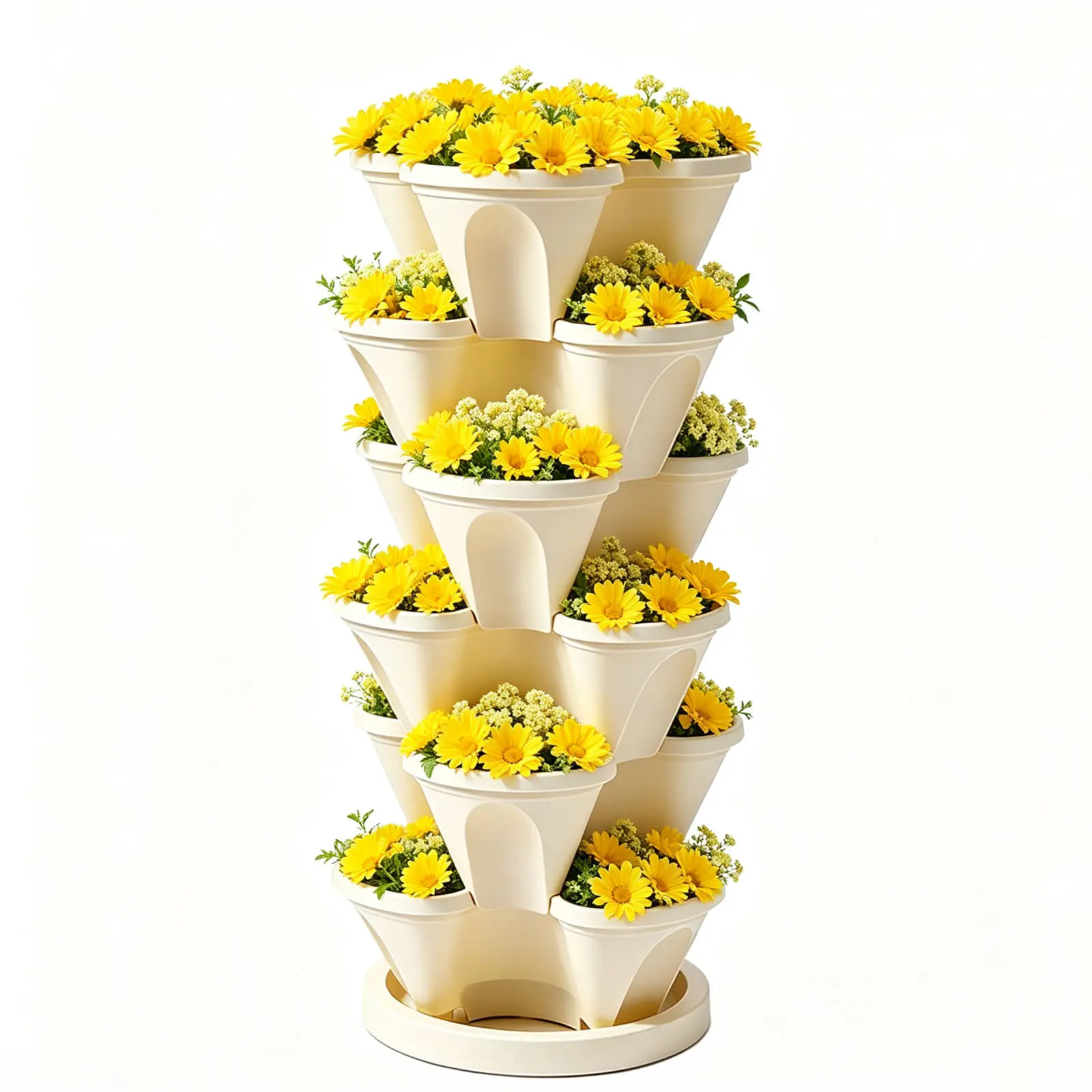 6 Tier Vertical Garden Planter, Stackable Strawberry Planter with Drainage, Stacking Flower Pot for Vegetables, Vertical Garden Indoor/Outdoor