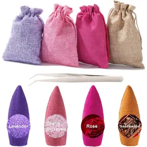 120 Pcs Large Backflow Incense Cones, 4 Mixed Natural Incense Waterfall, Sandalwood Rose Lavender Sakura for Backflow Incense Burner, Relaxation Meditation Yoga Gift