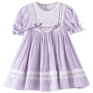 Girl's Summer Dresses, Vintage Lavendar Heirloom Dress, Puff Sleeve, Light Purple Dress for Girls Kids