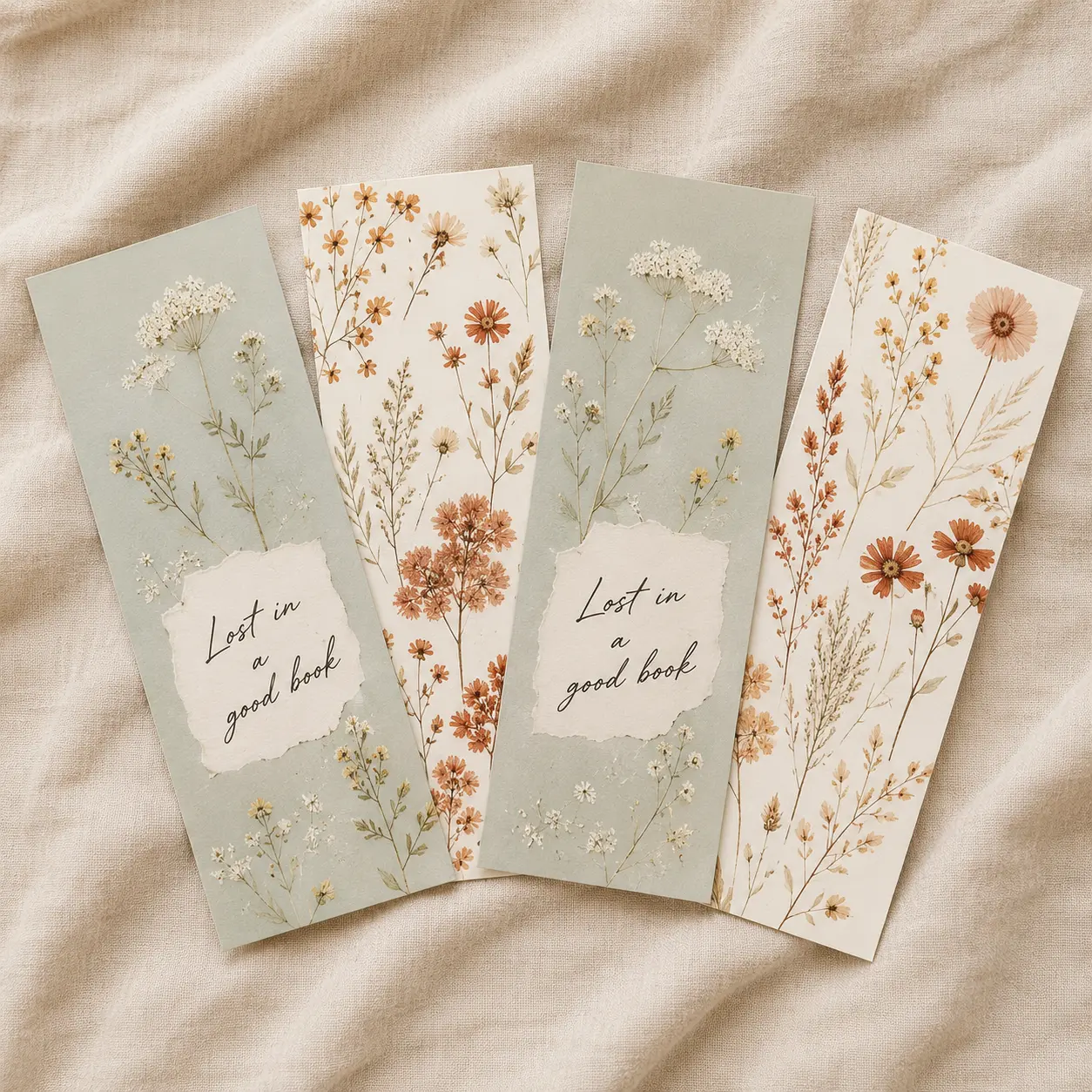 CUTE BOOKMARK SET WITH GREETING CARD – Floral & Cloud Design, Reader Gift