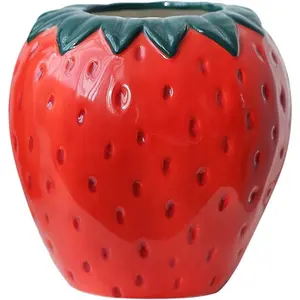 Vintage Inspired Strawberry Vase, Decorative Ceramic Vase Unique Home Decoration Vase Ornament, Suitable for Living Room, Kitchen, Garden,Strawberry