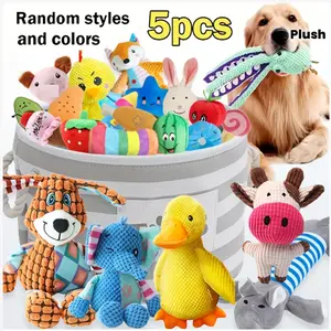 5PCS Dog Chew Toys Blind Box, Small Pet Plush Toys, Teeth Cleaning, Suitable for Small Dogs Chirping Flapping Bird