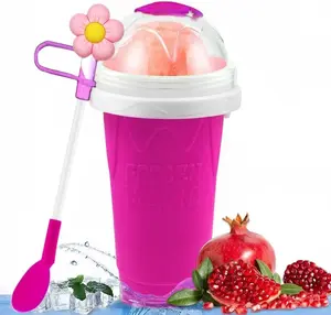 Frozen Magic Squeeze Slushy Maker Cup - Pink, Large , Drinks, Juices and Soda Bottle Drinkware Water Bottles Mug Portable Reusable Washable Mug