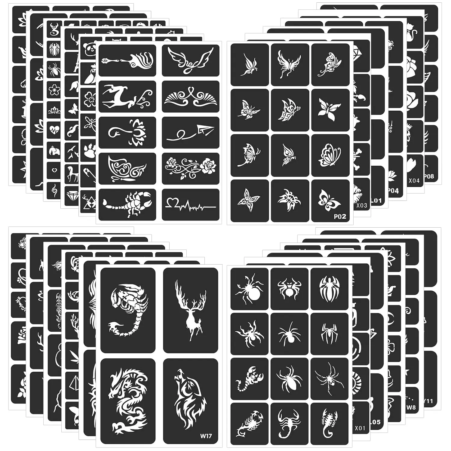 Tattoo Stencils For Kids Teens Adults, 24 Sheets Henna Tattoo Stencil Kit, 400 Tattoos Design, Tattoo Stencils for Real Tattoos, Airbrush Tattoo Stencils, Henna Stencils for Face Hand Finger