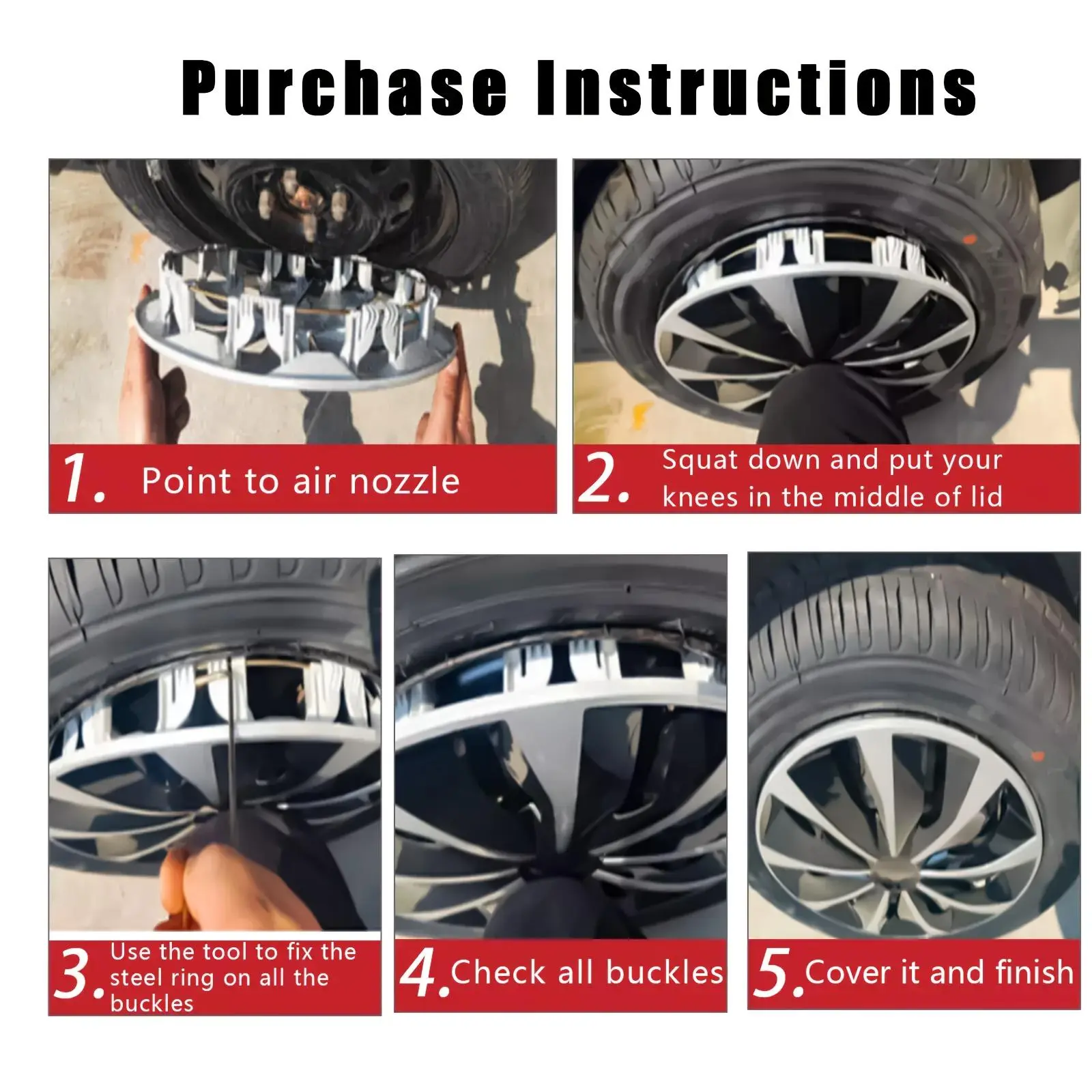 Set of 4 ABS 15-in Snap-On Hubcaps Full Wheel Covers, Corrosion & Rust-Resistant, Vehicle-Specific Fit for R15 Tires & Rims, Easy Installation, Micro-Adjustable, Wheel Protection, Enhanced Aesthetics for Sedans
