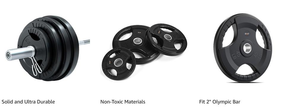 SPART Weight Plate 2-Inch Rubber Coated Olympic Grip Plate for Barbell,Solid Cast Iron Weight Plates in Pairs for Strength Training,Weightlifting,Crossfit,Home Gym 35LB