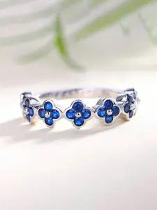 1 PC Fashion Blue Flower Cubic Zirconia Dainty Ring For Women For Valentine's Day Gift Wedding Engagement Anniversary Party Jewelry Tulip Rings