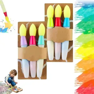 Sidewalk Chalk Paint Brush Set with Chalk Powder, Sidewalk Chalk Paint Fillable Applicators for Kids, Refillable Chalk Shells, for Outdoor Art Activities & DIY Yard Art