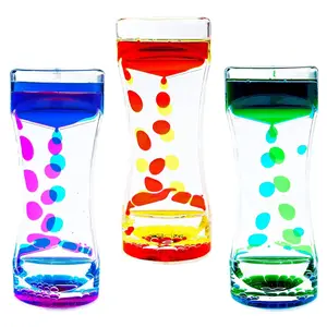 Colorful Liquid Motion Bubbler Timer, Oil Hourglass Desk Decor for Adults & Teens, Stress Relief Decoration, Fidget Water Timers Set (3-Pack)