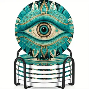 6-Piece Coaster Set, Ceramic Material Non-Slip Heat Resistant, Ideal for Coffee & Beverage Home Decor, Perfect Birthday or Holiday Gift