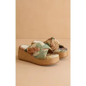 Floral Raffia Platform Sandal