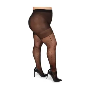 Memoi Women's Pindot Sheer Curvy Control Top Tights
