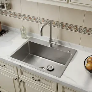24in Stainless Steel Kitchen Sink, Updated Model with Faucet Hoses and Drain Head Only