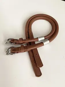 CALIDOG Brown Rolled Leather Dog Collar - Luxurious and Handcrafted
