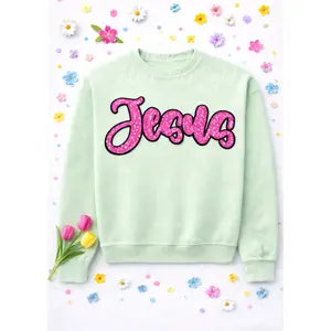 Jesus Easter Faith Sequin Patch Sweatshirt
