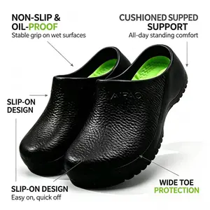 Non Slip Work Clogs for Men Women Waterproof EVA Chef Shoes Slip On Oil Resistant Anti-Fatigue Cushioned Nursing Kitchen Shoes Lightweight Indoor Outdoor Comfortable All Day Standing Easy Clean Footwear for Restaurant Hospital Food Service
