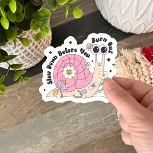 Mental Health Durable Vinyl Sticker Slow Down Before You Burn Out Decor Decorative Pack Prop Retro Room Ornaments