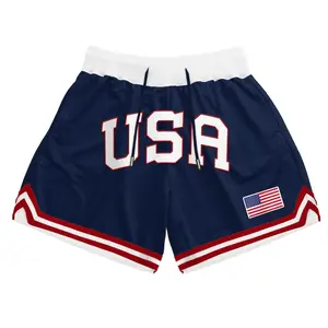 Unisex Basketball Shorts National Flag Inspired Sports Wear Breathable Mesh Trunks for Game Day and Workout