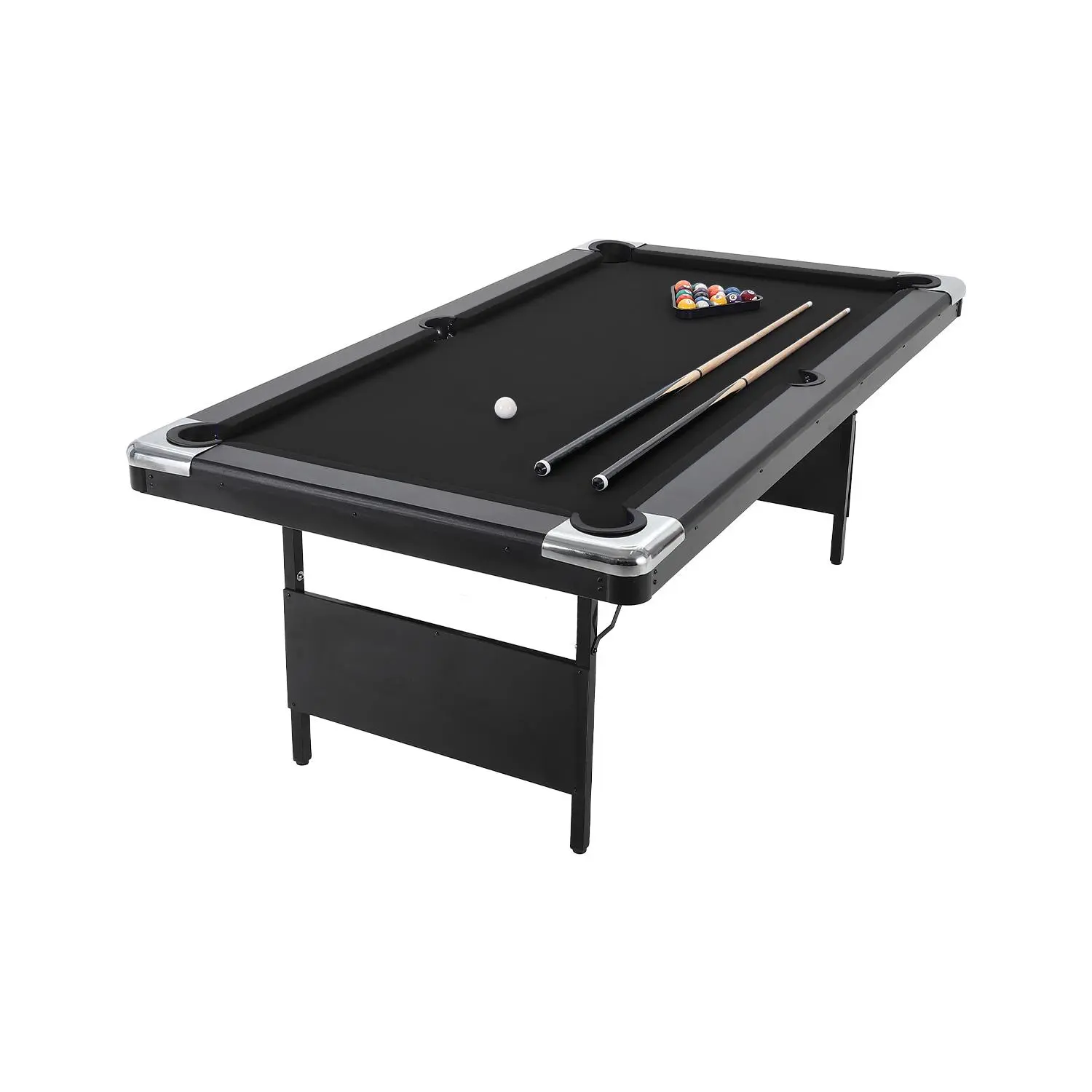 Portable 7FT Folding Pool Table for Sports Fans – Complete Billiard Set with Balls, 2 Cues, Chalk, Felt Brush – Perfect for Family Game Room, Basement, Man Cave, Garage