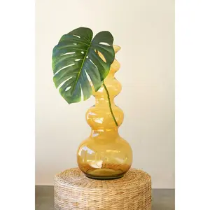 Large Recycled Glass Bubble Vase – Amber | Handblown Statement Vase