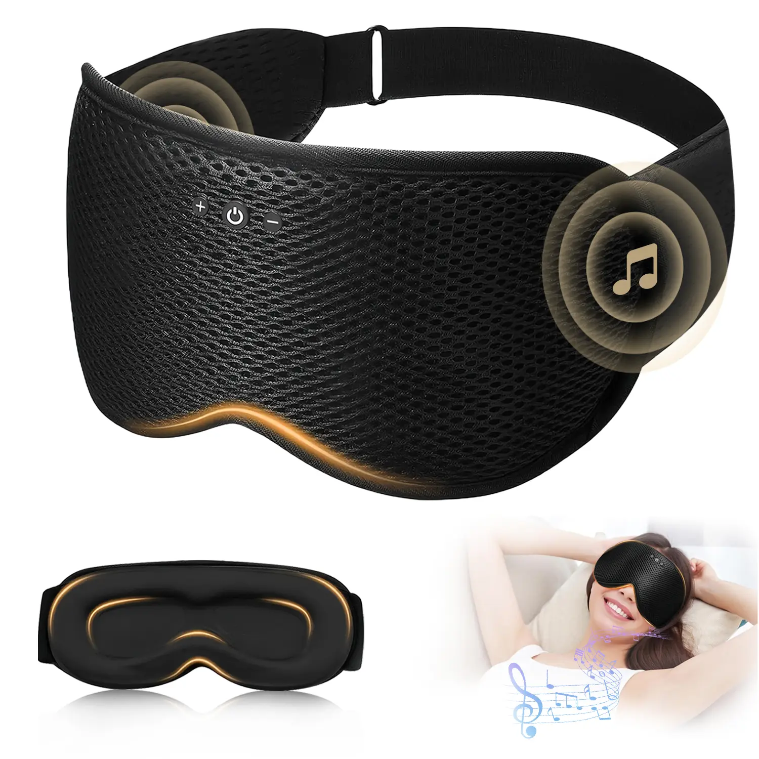 Sleep Mask with Bluetooth Headphones – 3D Contoured Eye Mask for Sleeping, Wireless Bluetooth Sleep Headphones for Side Sleepers, Music & Meditation, Comfortable Blackout Eye Mask for Men & Women