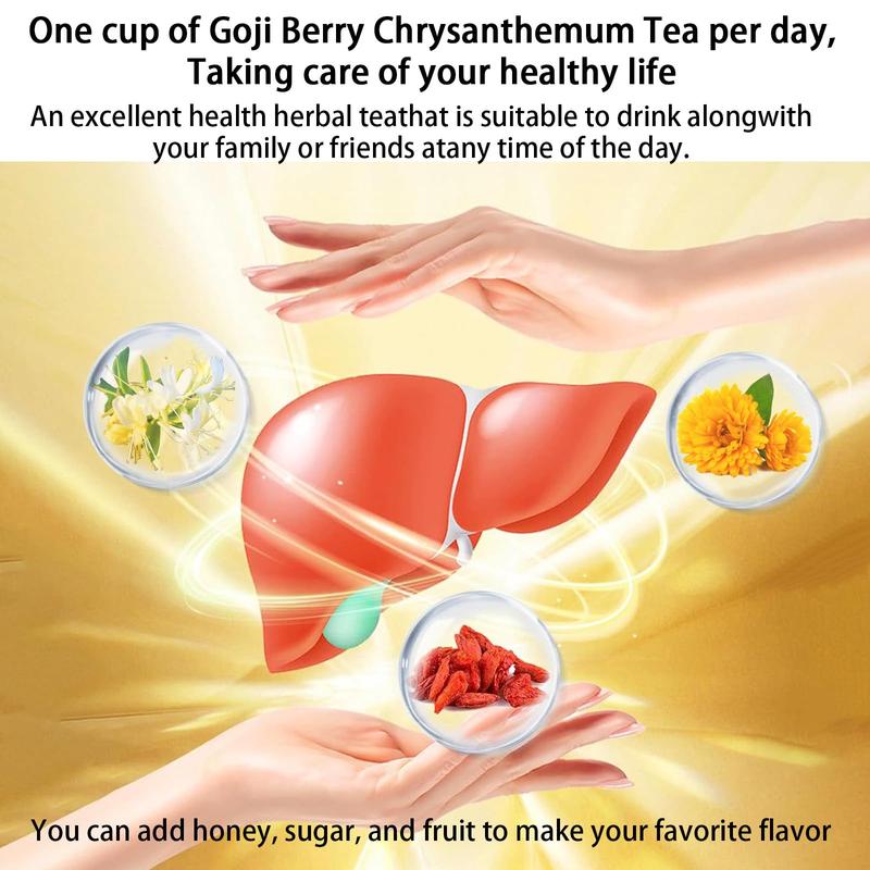 GOJI BERRY TEA 8 CHINESE HERBAL INGREDIENTS BLEND,DANDELION WOLFBERRY ORGANIC, CASSIA SEED, CHRYSANTHEMUM, HONEYSUCKLE, TEA LOOSE LEAF (3BOX(45BAGS))