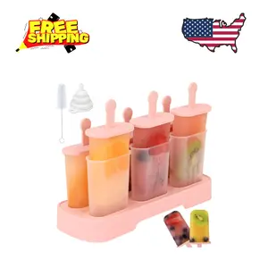 Popsicles Molds Set, 6 PCS Ice Pop Mold,Homemade Ice Cream Pink