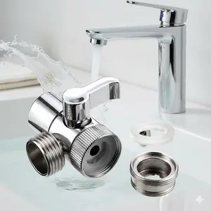 Universal Quick-Connect Water Faucet Adapter Valve - Leak-Proof Dual Outlet Switch for Garden, Shower, Washing Machine. Multi-Size Fits Kitchen Bathroom Outdoor Hose, Easy One-Click Mode Change.