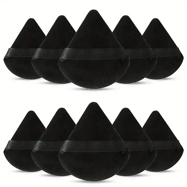 10pcs Reusable Triangular Powder Puffs - Soft Plush Sponge, Flocked Powder Puffs for Face Powder Makeup, Cosmetics, Makeup Products, Mini Makeup, Beauty Puff, Triangle Powder Puff, Powder Puff Set