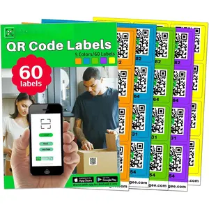 60 count  Color Coded QR Code Labels for Storage Bins,Moving and Organization | Pack and Track Inventory  iOS,Android App| 60  Stickers(2.6"x2.6") - Bright