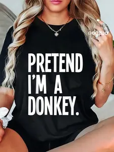 100% Cotton Unisex Pretend I'm A Donkey Funny Halloween Party Costume T-Shirt