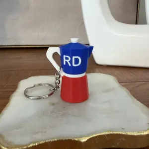 Dominican Republic Moka Pot Keychain, Llavero Greca Cafetera República Dominicana