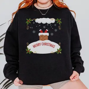 Christmas Crewneck Sweatshirt, Santa Chimney Design, Holiday Unisex Sweater, Cozy Winter Apparel, Funny Christmas Gift, Festive Clothing