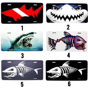 Shark Face Shark Teeth Smiley Shark Face Metal Novelty Car License Plate Auto, License Plate, Vehicle Decor Gift