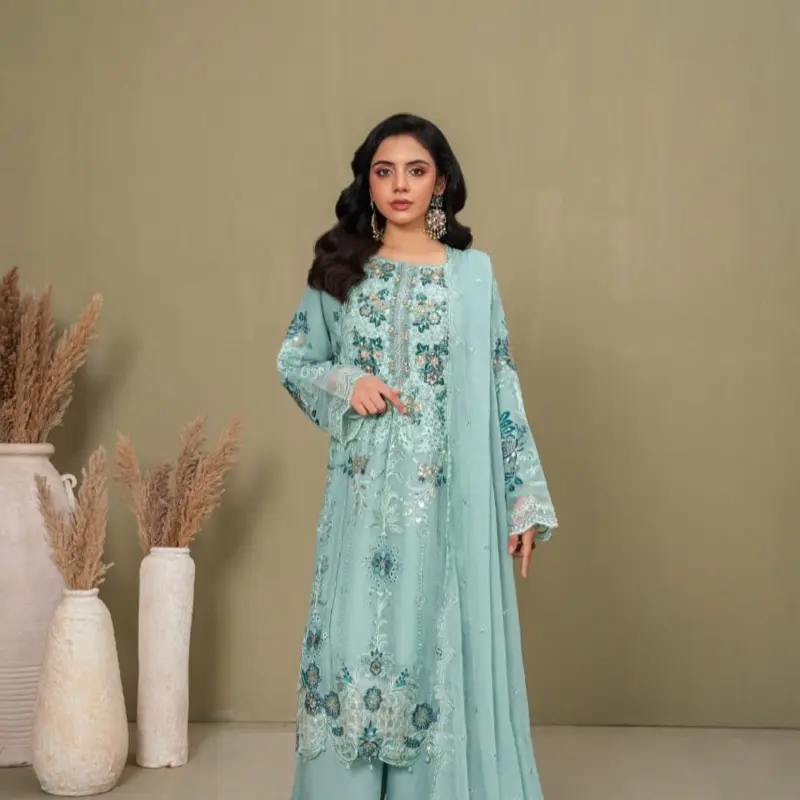 Pakistani Chiffon Embroidered Suit