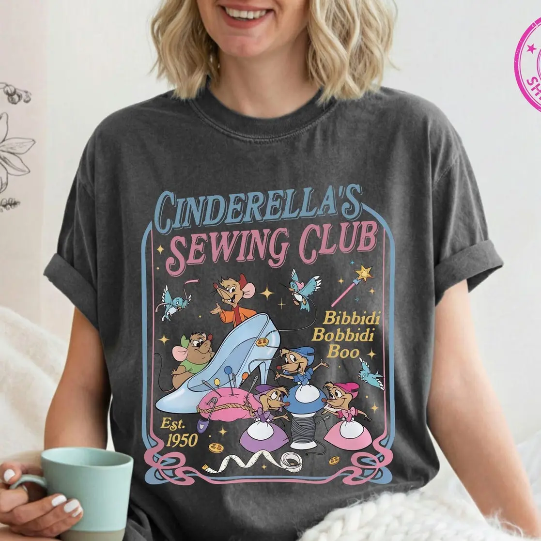 Comfort Colors Jaq & Gus Gus Shirt, Cinderella's Sewing Club Shirt, Cinderella Est 1950 Tee, Princess Sewing Shirt, Gift for Him Her