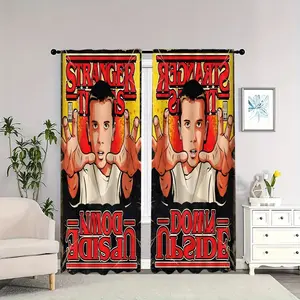 Stranger Things character posters in a retro style, with double-sided blackout curtains, suitable for living rooms, bedrooms, and apartments, perfect for decorating in the new year.